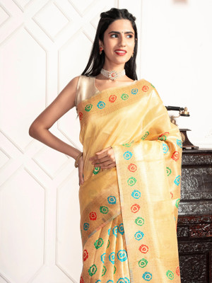 MIMOSA Woven Banarasi Art Silk Saree(Gold)