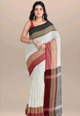 Maatarasaree Woven Bollywood Cotton Blend Saree(Black, White)