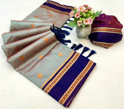 Zivastra Embroidered, Woven, Self Design Banarasi Organza, Georgette Saree(White, Yellow, Black, Green)