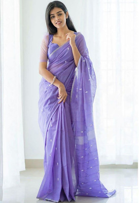 Moda Rapido Embellished Daily Wear Silk Blend Saree(Purple)