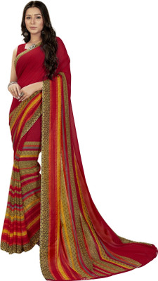 Moda Rapido Floral Print Daily Wear Georgette Saree(Red)