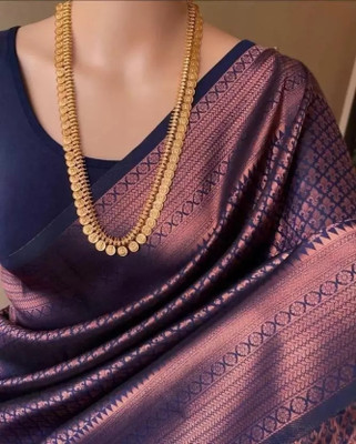 K SALIYA ENTERPRISE Geometric Print Kanjivaram Tussar Silk Saree(Blue)