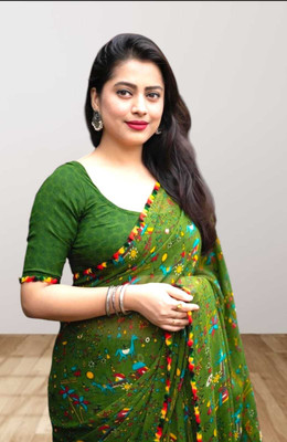 majisasaree Embroidered Bollywood Georgette Saree(Green)