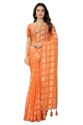 SLIYOXA Woven Assam Silk Art Silk Saree(Orange)