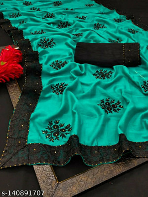 GOLDOLL FAB Self Design Bollywood Georgette Saree(Green)
