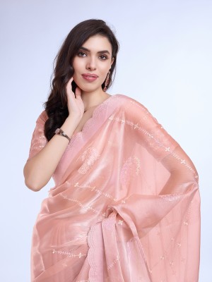 Tasrika Embellished Bollywood Organza Saree(Pink)