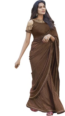 ROOP SUNDARI SAREES Printed Bollywood Cotton Linen, Cotton Silk Saree(Brown)