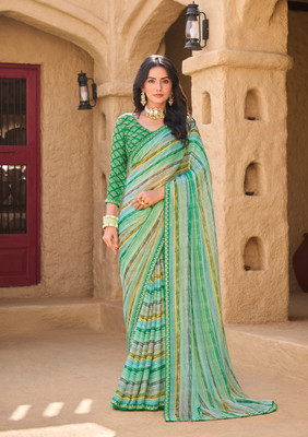Laxmipati sarees Printed Bollywood Chiffon Saree(Multicolor)