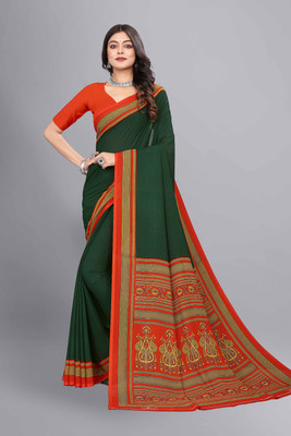 Vimla Printed Bollywood Crepe Saree(Green)