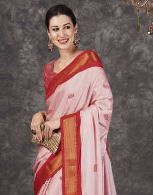 WINKLECART Woven, Self Design Ikkat Cotton Silk Saree(Pink)