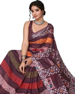 Priyashi Printed, Floral Print Mysore Cotton Silk Saree(Multicolor)