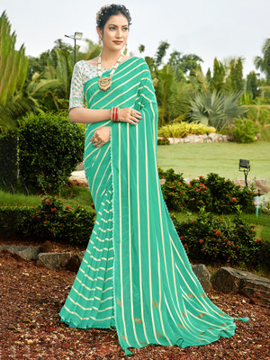 Sareemall Embellished Leheria Georgette Saree(Light Green)