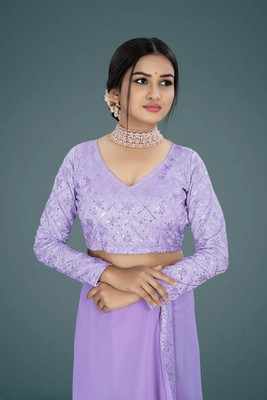 Aplihub Self Design Baluchari Georgette Saree(Purple)