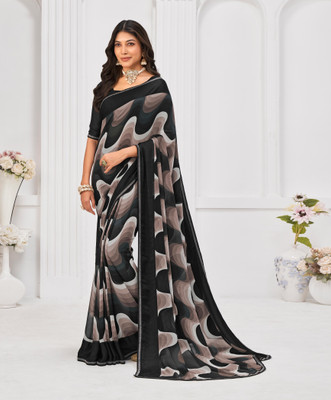 Laxmipati sarees Printed Daily Wear Georgette Saree(Black)