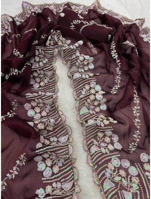 samu Embellished, Embroidered Bollywood Pure Silk, Organza Saree(Maroon)