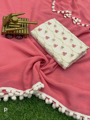 Vijayhanuman Solid/Plain Bollywood Viscose Rayon Saree(Pink)