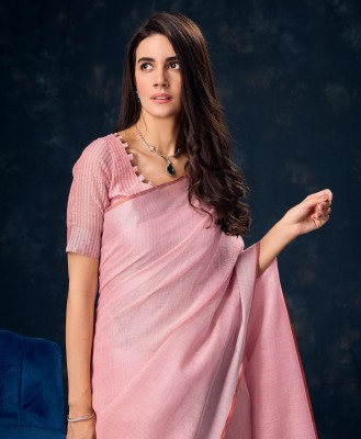 Tasrika Woven Bollywood Linen Saree(Pink)