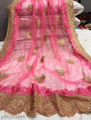 Radheradhey Embroidered, Floral Print Bollywood Net Saree(Pink)