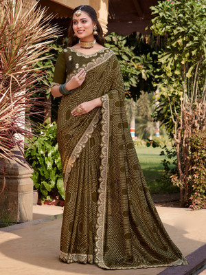 Sareemall Printed Bollywood Silk Blend Saree(Light Green)