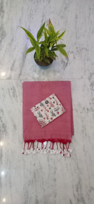 SMRITI BOUTIQUE Solid/Plain, Printed Kalamkari Handloom Pure Cotton Saree(Pink, Mustard)