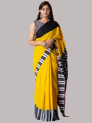 BUTA BUTI Printed Daily Wear Cotton Blend Saree(Yellow)