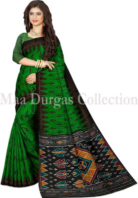 Maadurgas Printed Sambalpuri Cotton Blend Saree(Green)