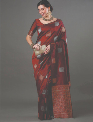 sheladiya Woven Banarasi Pure Silk Saree(Maroon)