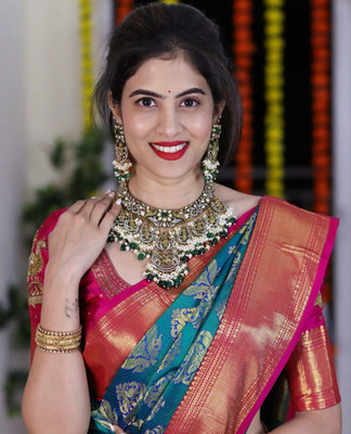 HouseOfCommon Self Design Banarasi Art Silk Saree(Multicolor)