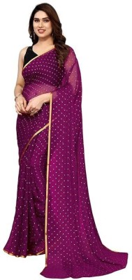 V And V Shop Printed, Embellished Bollywood Georgette, Chiffon Saree(Magenta)