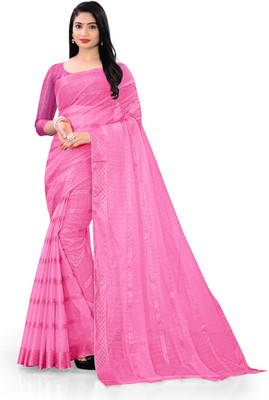 2SD gratitude Self Design Bollywood Net Saree(Pink)