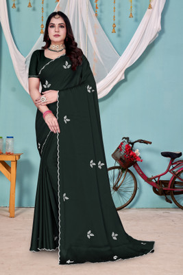 Bhadrakali Sarees Embellished Bollywood Silk Blend Saree(Green)