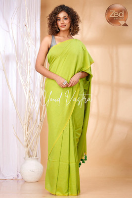 cloud vastra Solid/Plain Bollywood Pure Cotton Saree(Multicolor)