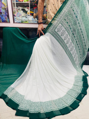 HouseOfCommon Printed Bollywood Georgette Saree(Green)