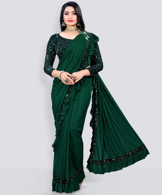 Snehdeep Embellished Bollywood Lycra Blend Saree(Black)