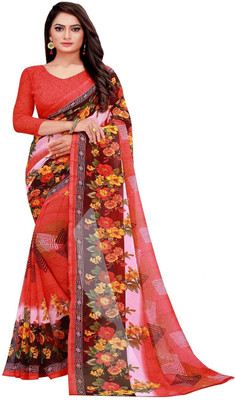 Suali Printed Bollywood Georgette Saree(Red)