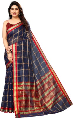 StyleDeal Woven Kanjivaram Organza Saree(Dark Blue)