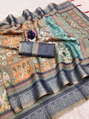 VASTUKALA Woven Kanjivaram Pure Silk, Art Silk Saree(Grey)