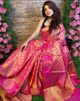PARAMPARA CREATION Woven Kanjivaram Pure Silk Saree(Pink)