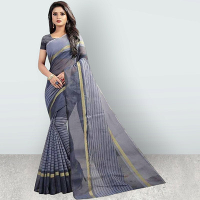 Grubstaker Printed Assam Silk Cotton Blend Saree(Multicolor)