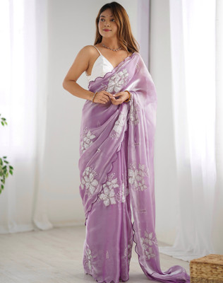 SIRIL Embellished, Embroidered Bollywood Chiffon Saree(Purple)