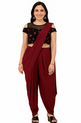 SHREE FASHIONFAB Self Design Bollywood Lycra Blend Saree(Maroon)
