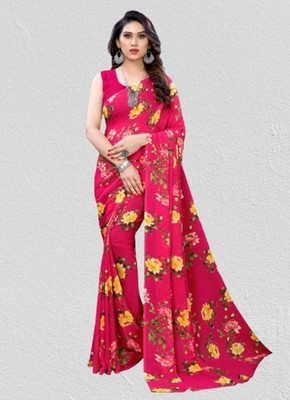STYLEVEDA Printed Bollywood Georgette Saree(Red)