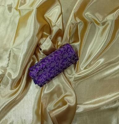 Dhanush Creation Solid/Plain Bollywood Satin Saree(Purple)