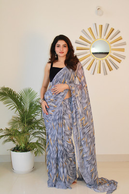 Ghan Sals Printed Bollywood Georgette Saree(Grey)