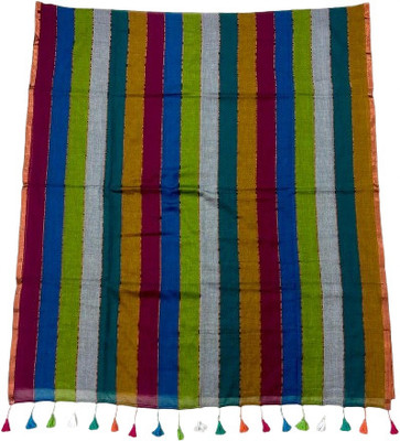 kalpana handloom Striped Handloom Pure Cotton Saree(Multicolor)