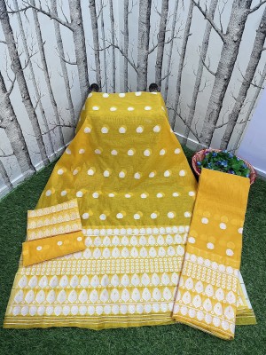 Rizanx7 Self Design Mekhela Chador Chanderi Saree(Yellow)