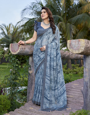 YASHIKA Embellished Bollywood Georgette Saree(Grey)