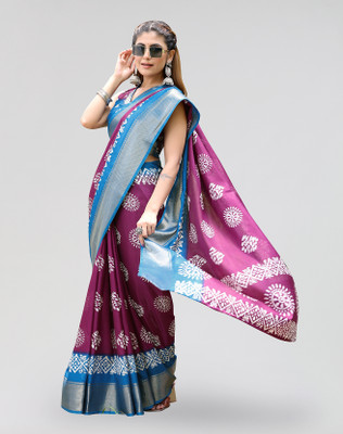 Nirvaan Self Design, Printed Bollywood Jacquard, Art Silk Saree(Multicolor)