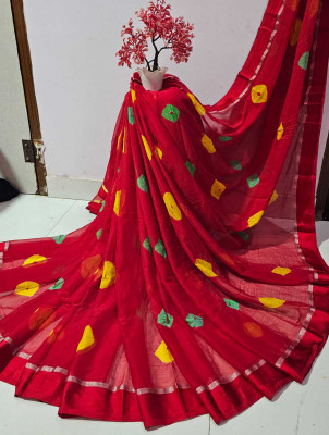 NeeLKANTH ENTERPRISE Embroidered Bandhani Chiffon Saree(Red)