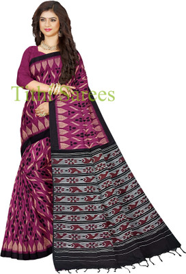 maadurga Printed Sambalpuri Cotton Blend Saree(Purple)